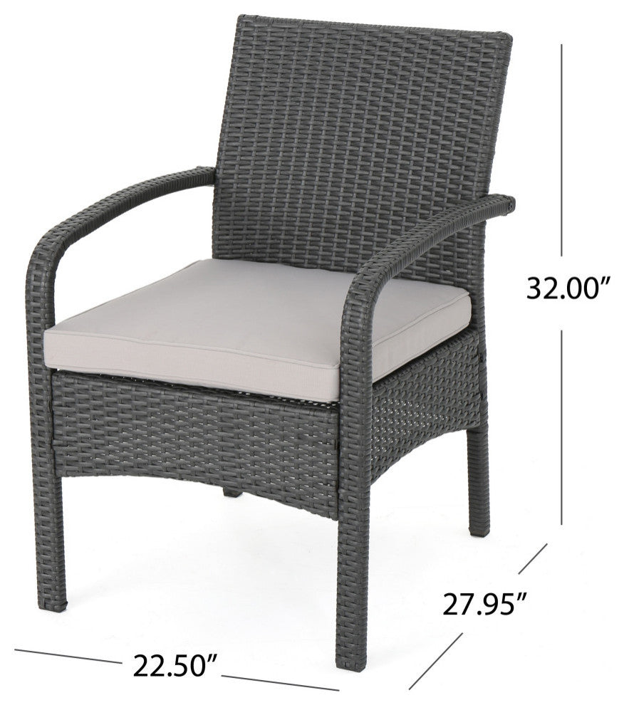 GDF Studio 4-Piece Cordyline Outdoor Wicker Chat Set With Cushions