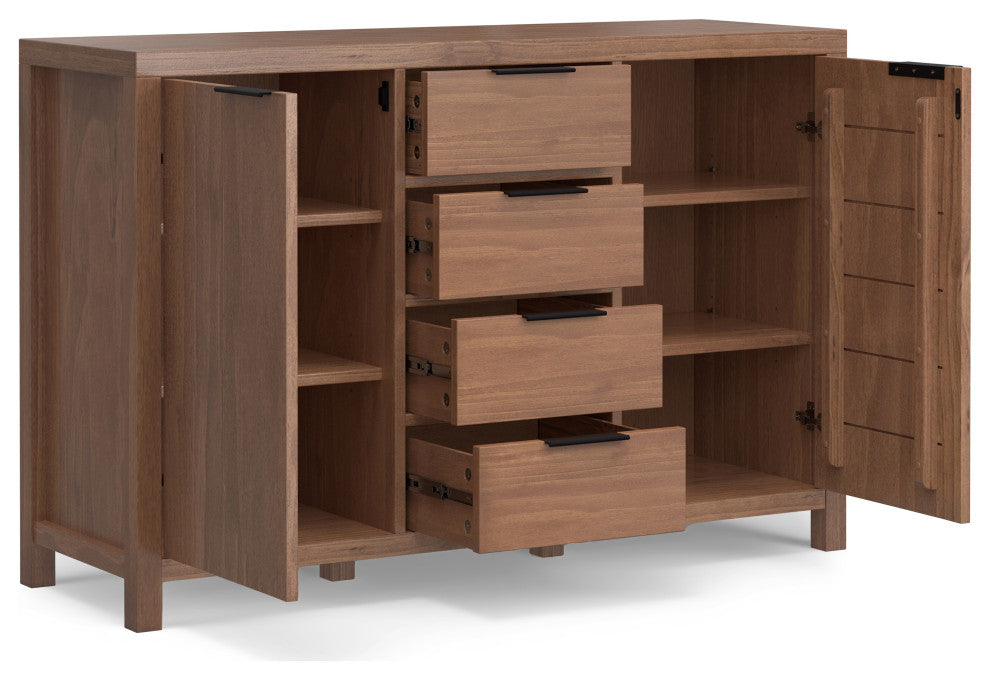 Hollander Solid Wood Sideboard Buffet, Medium Saddle Brown