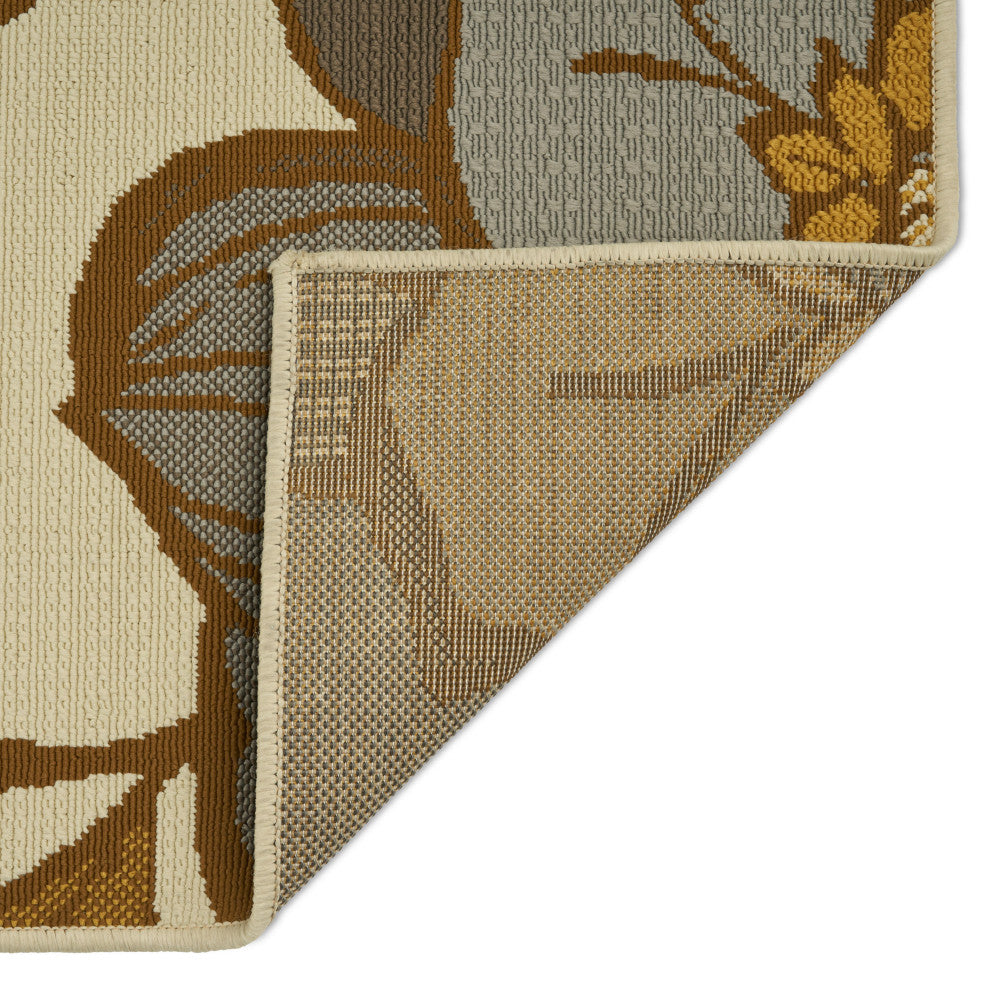 GDF Studio Damaris Outdoor Floral 5'x8' Area Rug, Ivory and Multicolored