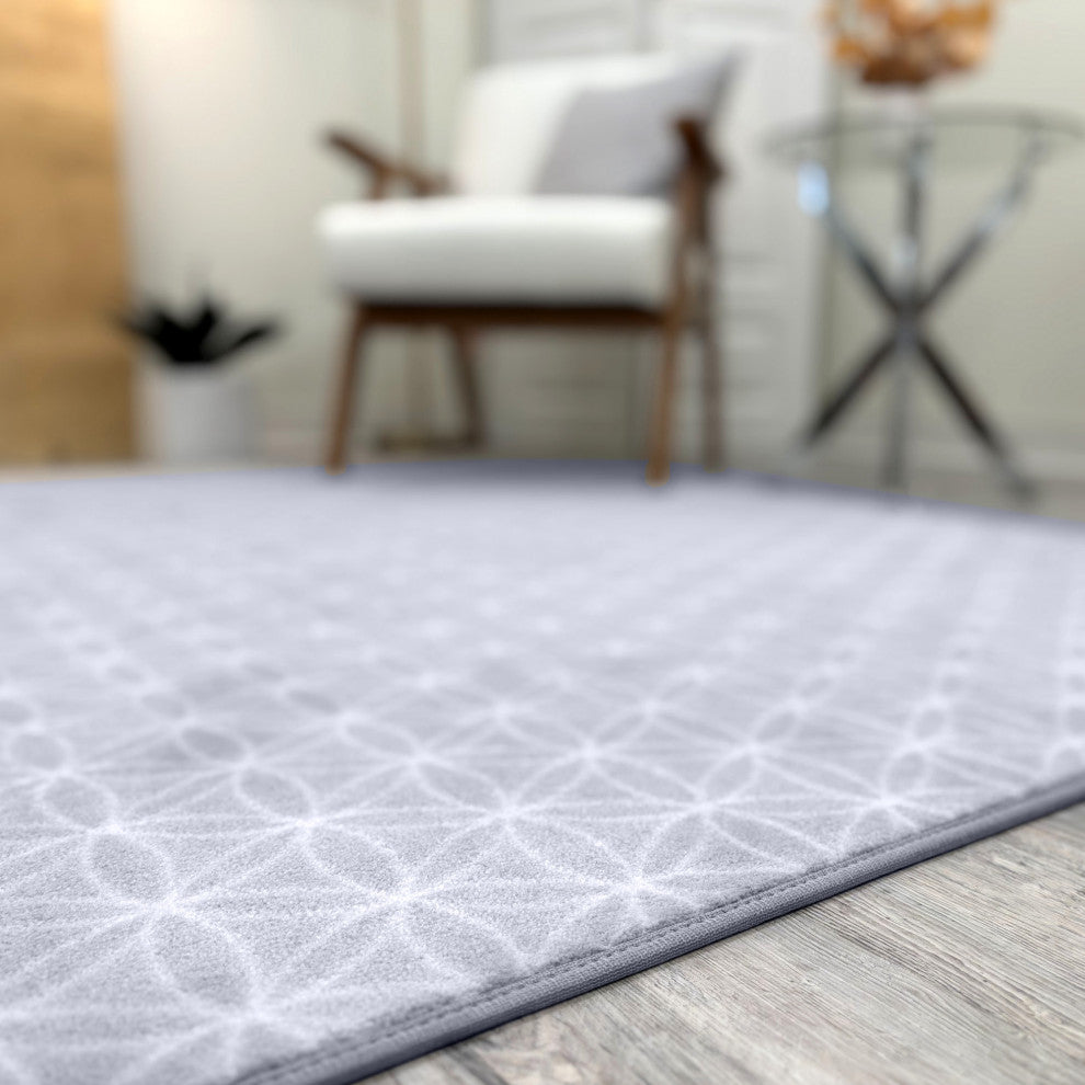 EYELET Soft Tactesse Nylon Area Rug with Anti-Stain Protection, Soft Blue, 6'x7'