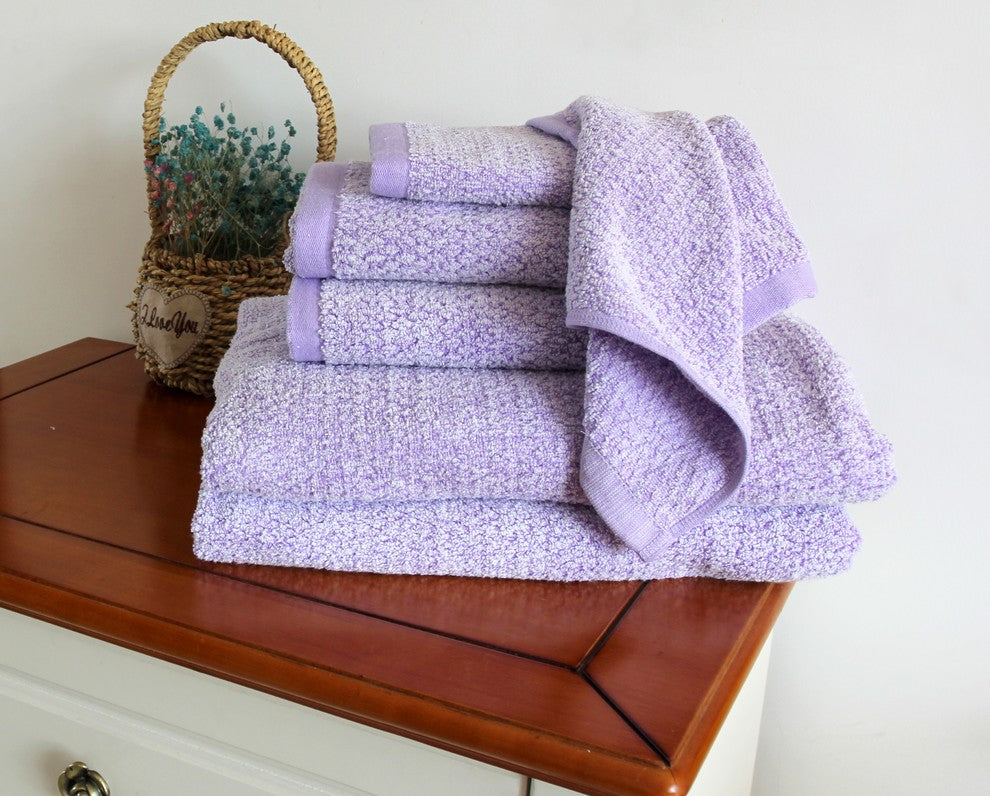 Everplush Diamond Jacquard Bath Sheet Towel Set, 6 Pieces, Lavender