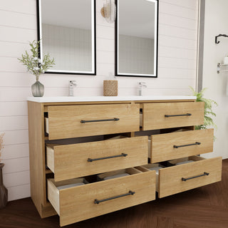 Victoria 60" Double Sink Solid Wood Bath Vanity, Oak
