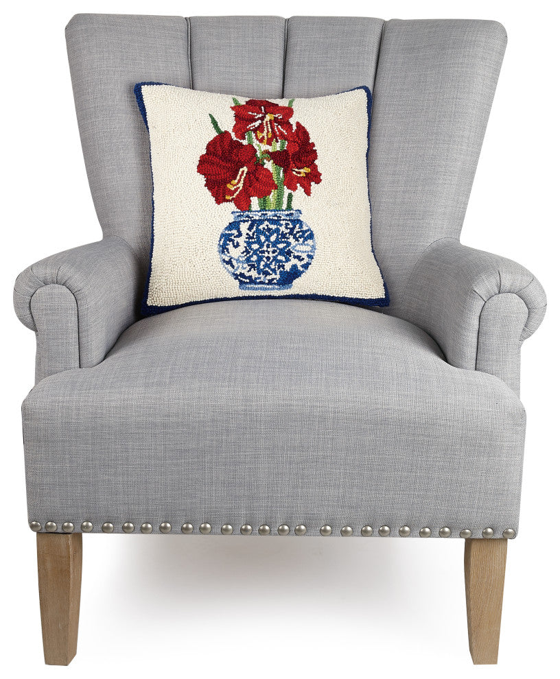 Holiday Chinoiserie Amaryllis Hook Pillow