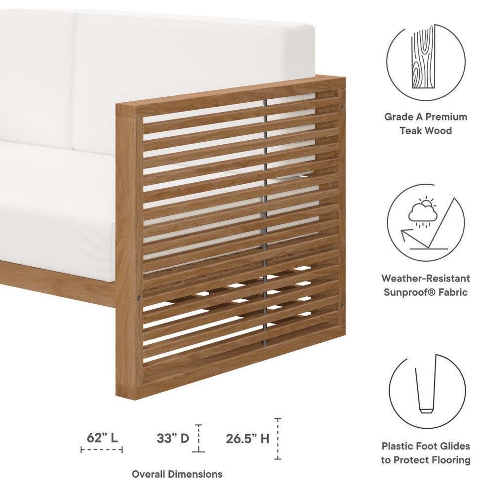 Carlsbad Teak Wood Outdoor Patio Loveseat