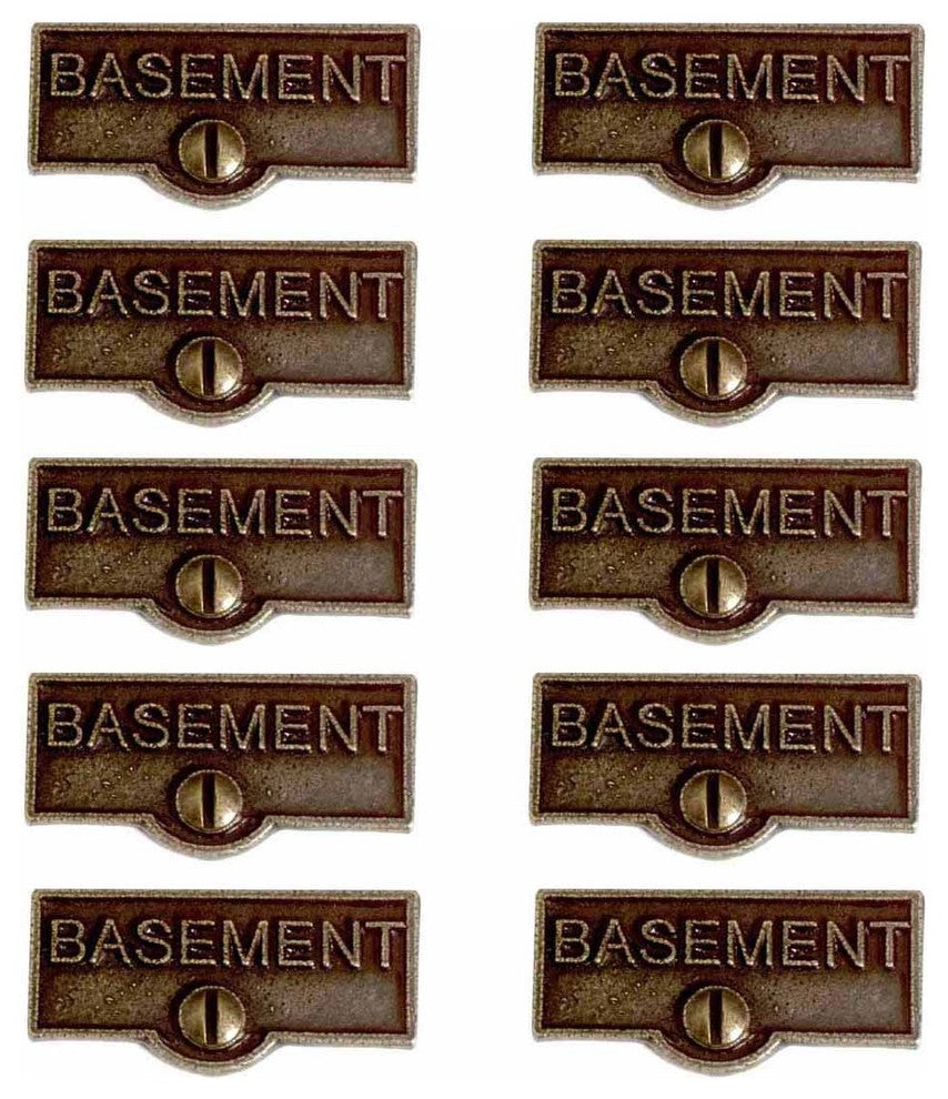 10 Switch Plate Tags BASEMENT Name Signs Labels Cast Brass |