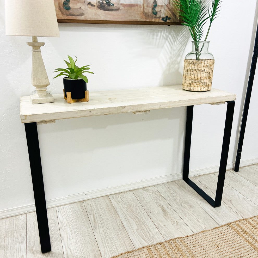 Barn Walls Bedroom Console Table Accent Table, Handcrafted, Antique White, 48" Length