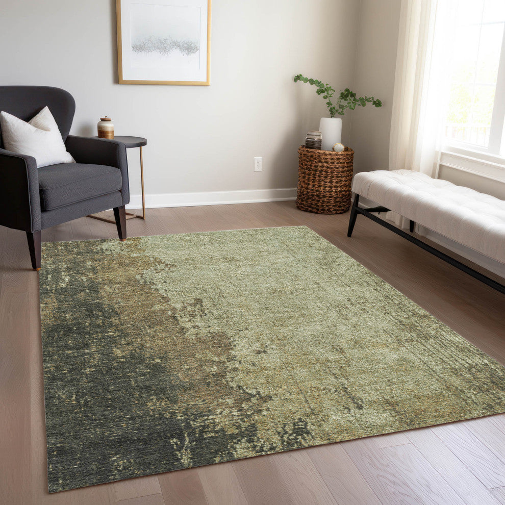 Machine Washable Indoor/Outdoor Chantille ACN1904 Olive 2'6" x 3'10" Rug