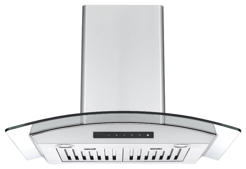 Wall Mount Glass Canopy Range Hood with Night Light, 30"