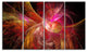 Pink on Black Fractal Illustration, Abstract Canvas Art Print, 48"x28", 4 Panels