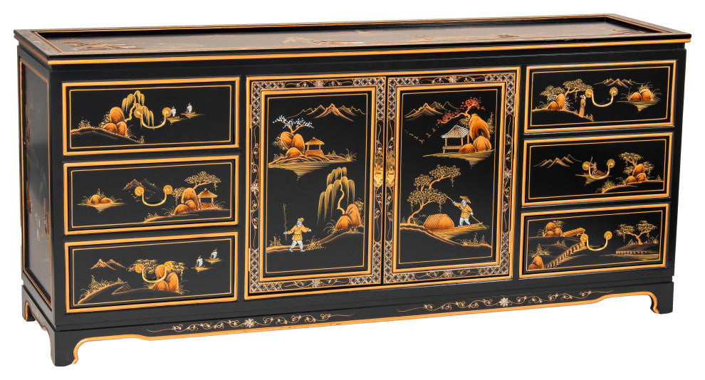 Black Lacquer Dresser Landscape