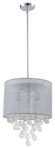 Charlotte Silver Textured Silk Shade 3-Light Chrome Crystal Chandelier