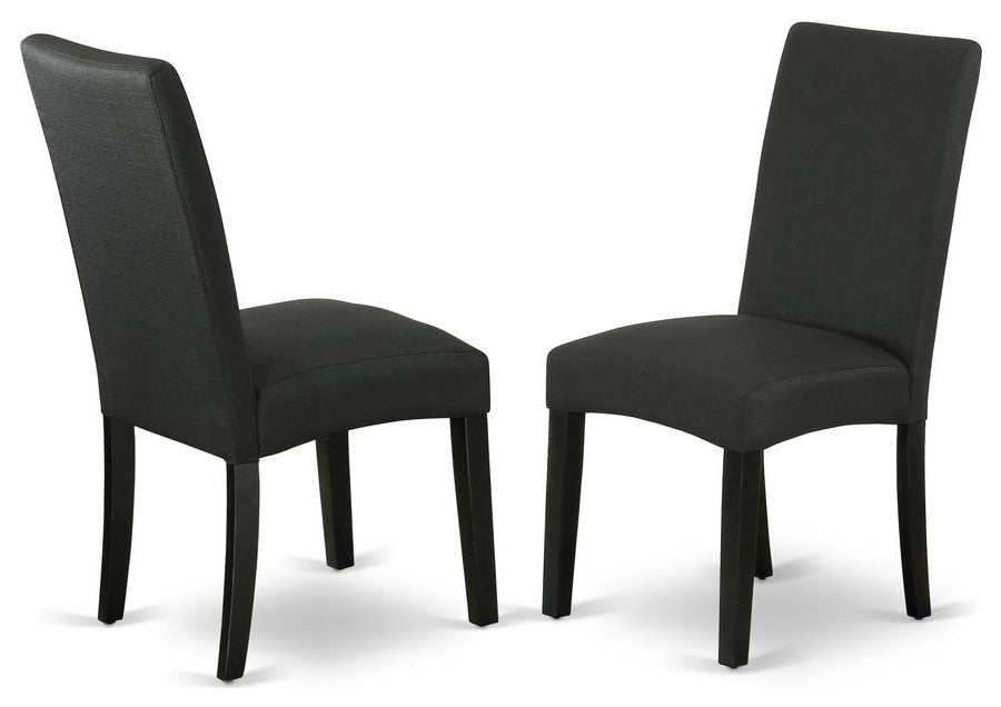 East West Furniture Driscol 39" Fabric Dining Chairs in Black (Set of 2)