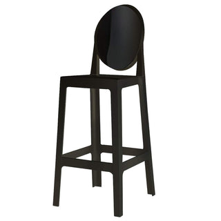 Designer Ghost Style Molded Plastic Bar Height Kitchen Stools For Dining, Black, Single Chair