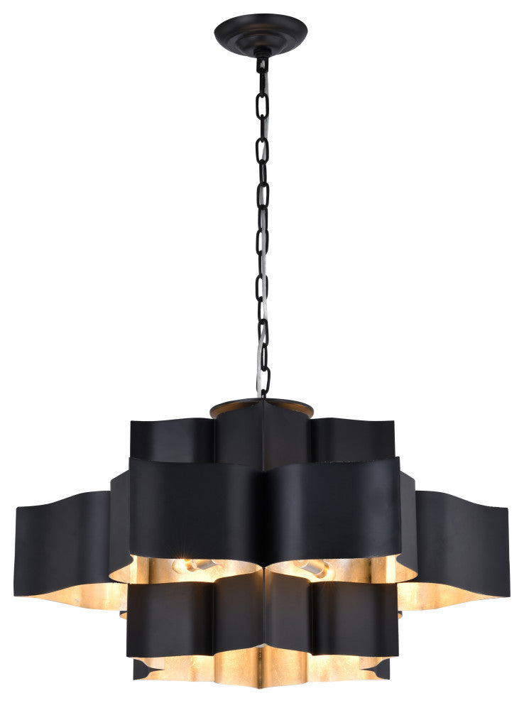 Bethel International MU03C30BS 12 Light Chandelier, Matte Black