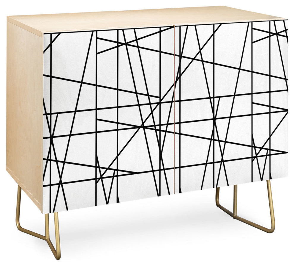 Deny Designs Architecture Credenza, Birch, Gold Steel Legs