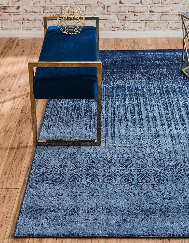 Rug Unique Loom Del Mar Blue Round 6' 0 x 6' 0