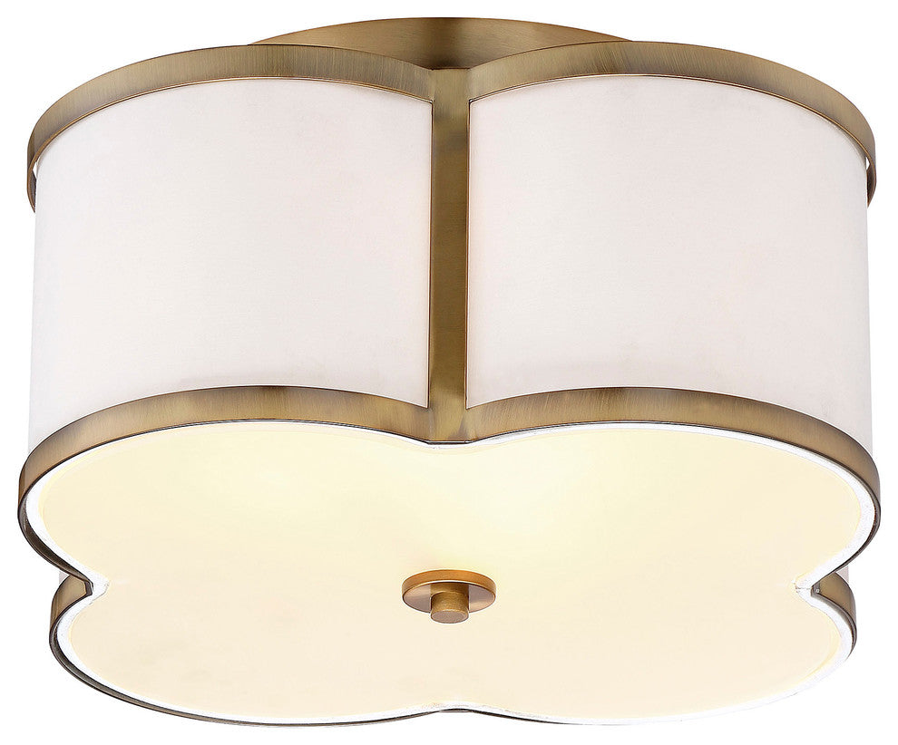 3-Light Semi-Flush Mount, Natural Brass