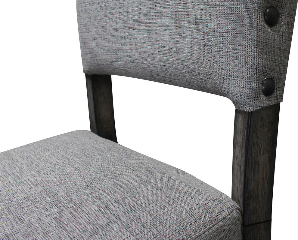 Anna Antique-Style Rustic Light Gray Upholstered Side Chairs, Set of 2