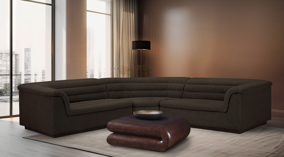 Cascade Upholstered Modular Sofa, Brown, Boucle Fabric, Corner Sectional