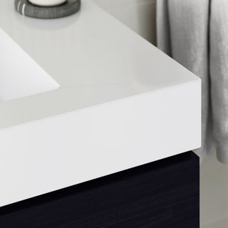 Boutique Bath Vanity, Black, 72", Double Sink, Wall Mount