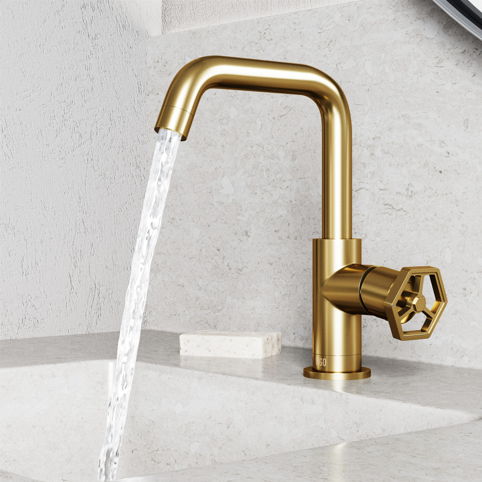 VIGO Ruxton 9" H Single Handle Single Hole Bathroom Faucet, Matte Brushed Gold, Without Extras