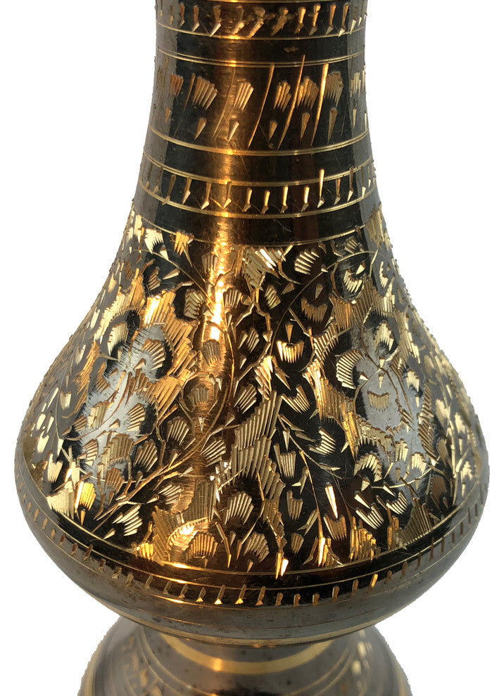 Natural Geo Brass Elegant Black/Gold 8" Table Vase