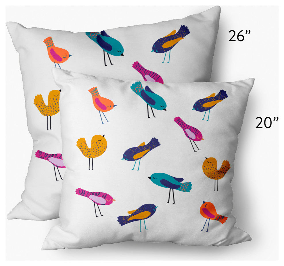 Tweets Decorative Throw Pillow, Teal, 26"x26"