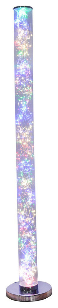 Benzara BM240323 Floor Lamp With LED Bulbs and Wireless Remote Control, Silver