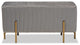 Contemporary Glam and Luxe Gray Fabric Upholstered Gold Metal Bench Ottoman