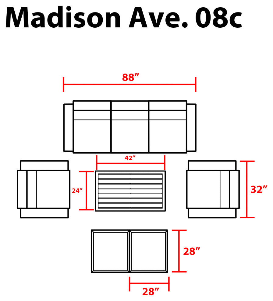 kathy ireland Madison Ave. 8 Piece Aluminum Patio Furniture Set 08c, Onyx
