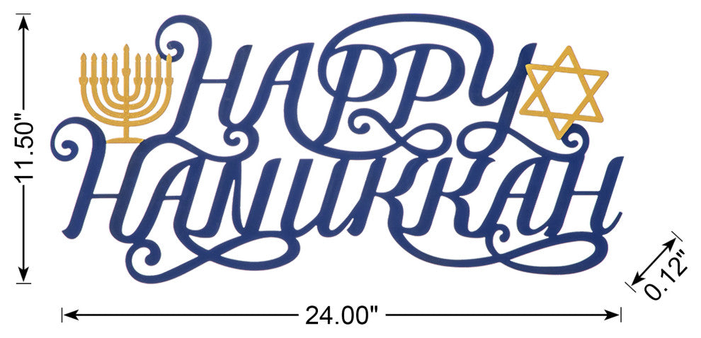24"L Metal "Happy Hanukkah" Wall Decor