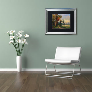 Daniel Moises 'Landscape with a Lake' Art, Silver Frame, 11"x14", Black Matte