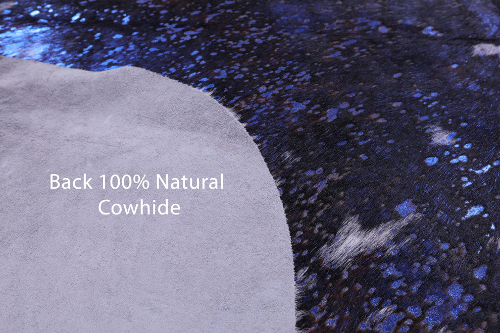 Blue Metallic Cowhide Rug 6' 9" X 6' 0" C2126