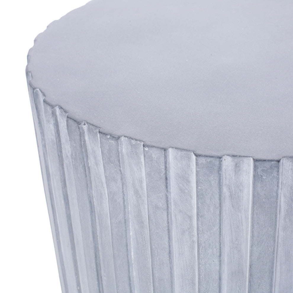 Abney Outdoor Lightweight Concrete Side Table, Gray Blue
