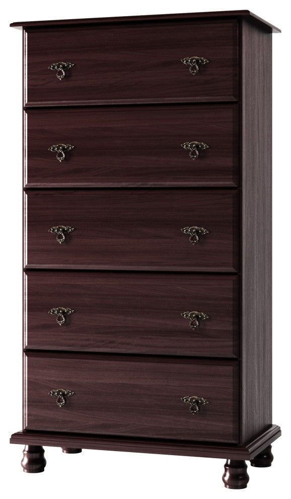100% Solid Wood Kyle 5-Jumbo Drawer Chest, Java