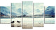 Birds and Mountain Peak, Seashore Wall Art on Canvas, 60"x32", 5 Panels