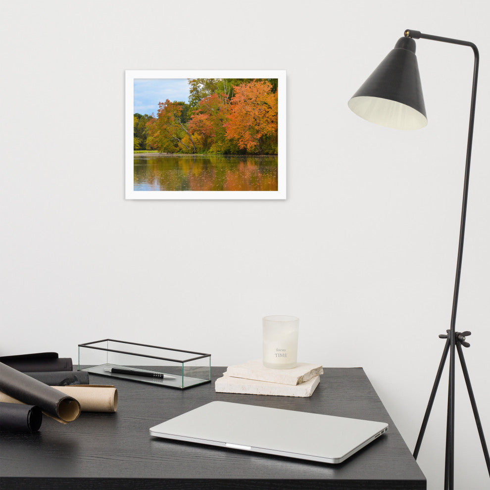 Autumn Tree Line Rural Landscape Framed Photo Paper Wall Art Prints, White, 11" X 14"