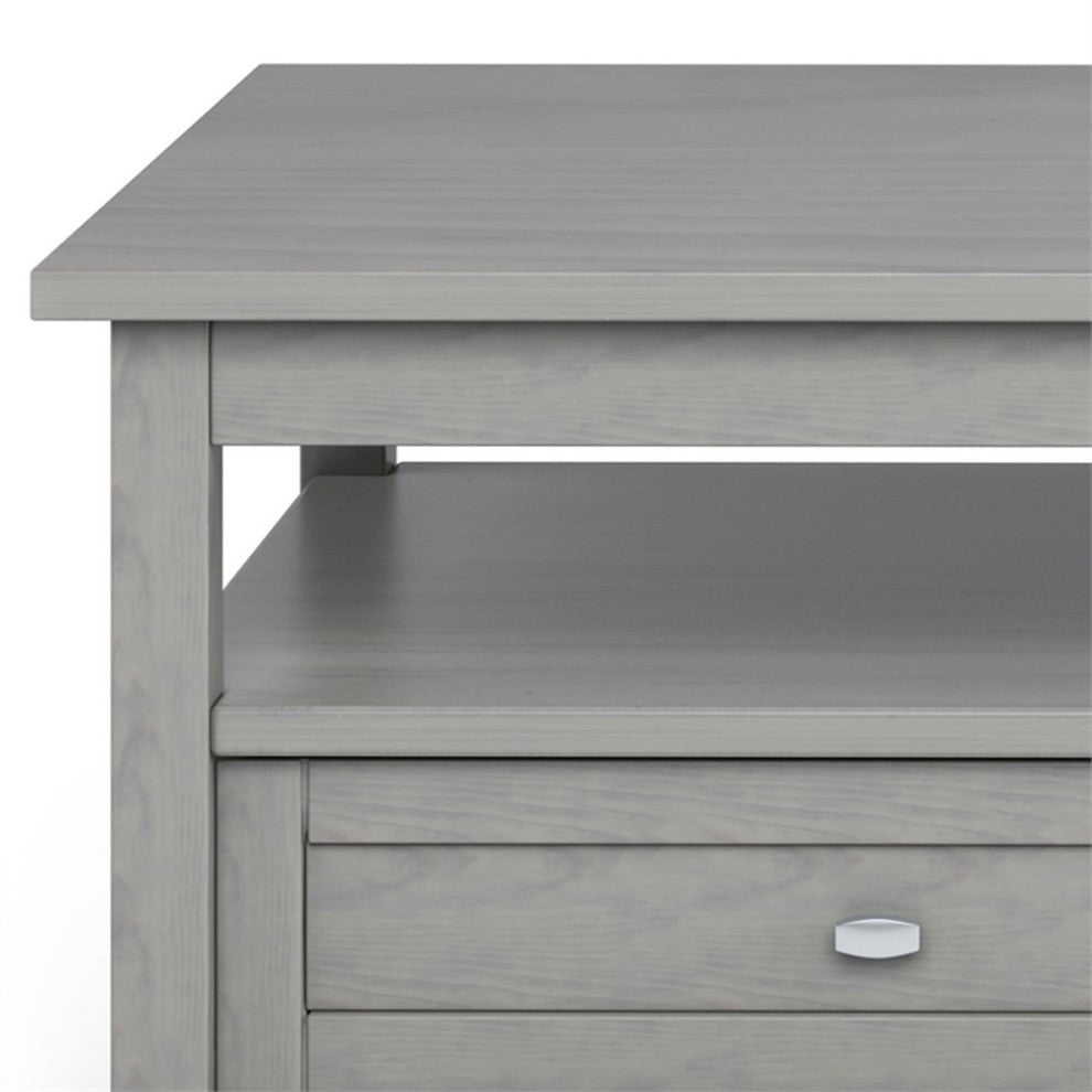 Warm Shaker SOLID WOOD 48 inch Wide Rectangle  Coffee Table in Fog Gray