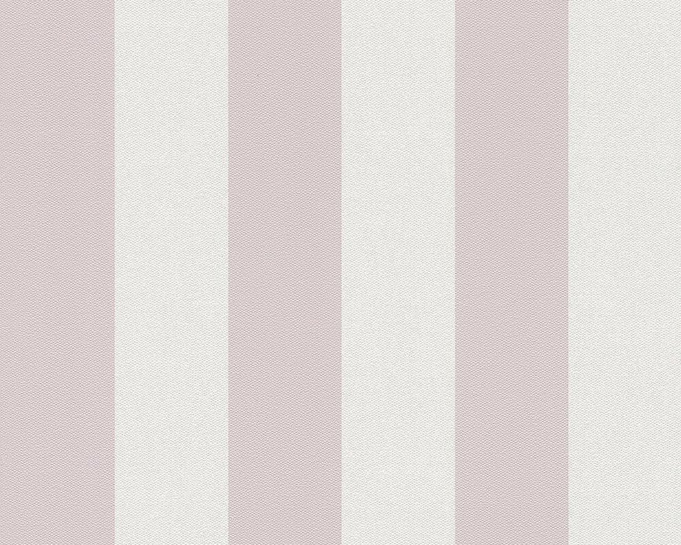 Best of Vlies, Floral Patterns Classic Stripes Voilet & White Wallpaper Roll