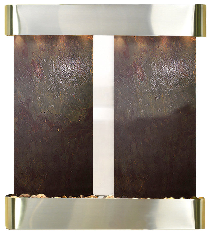 Aspen Falls Water Fountain, Multi-Color, Stainless Steel, Round