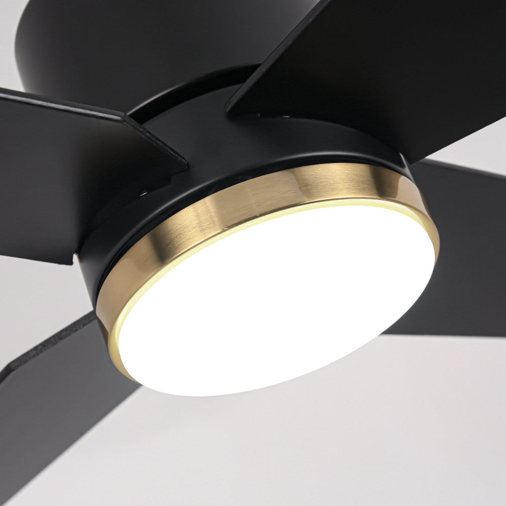 52 in. LED Matte Black and Gold Ceiling Fan with DC Reversible Motor
