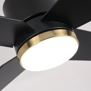 52 in. LED Matte Black and Gold Ceiling Fan with DC Reversible Motor