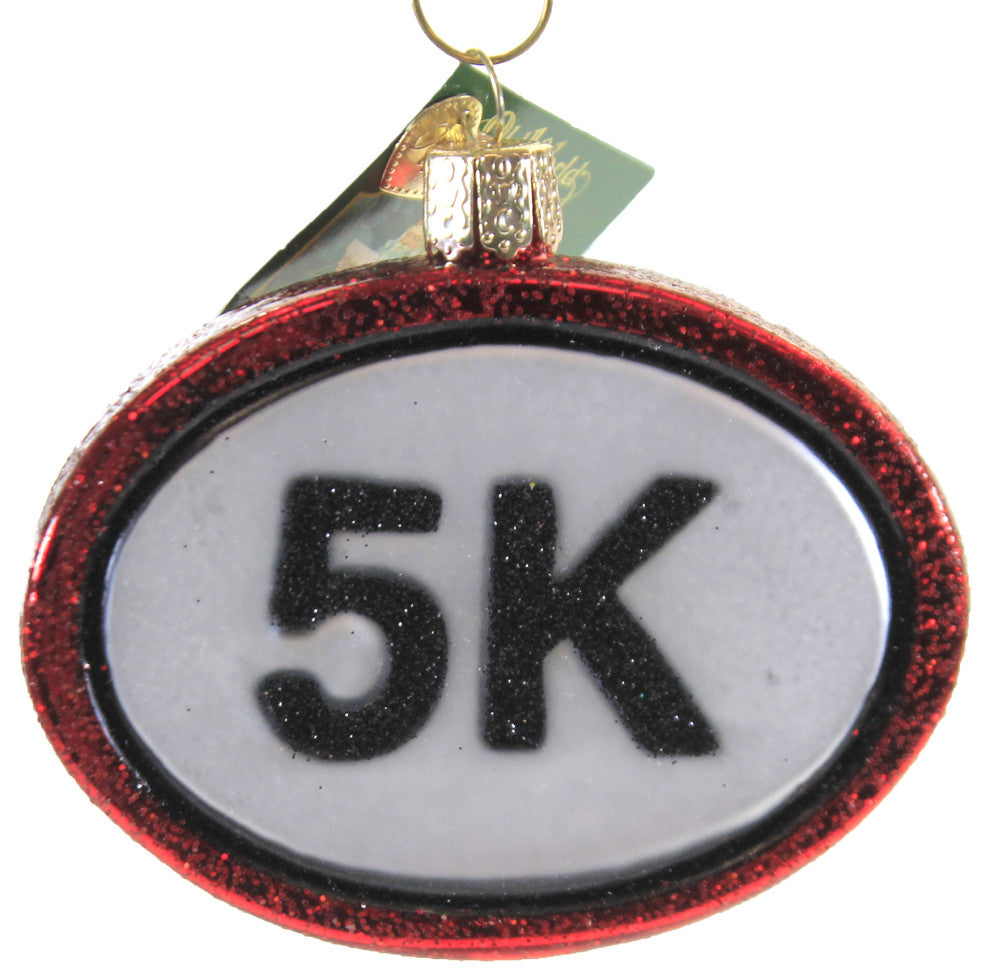 5K Run - One Ornament 3 Inch, Glass - Running Competition 44167