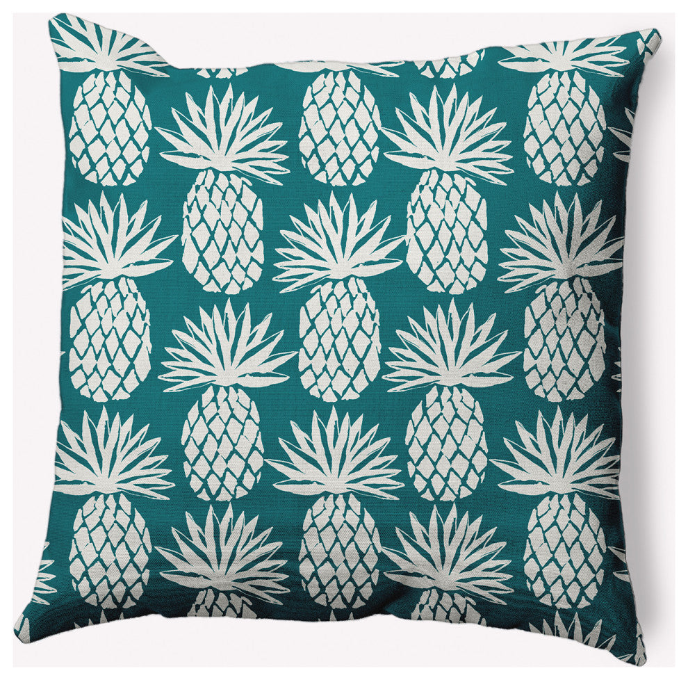 18x18" Pineapple Pattern Nautical Decorative Indoor Pillow, Ocean Teal