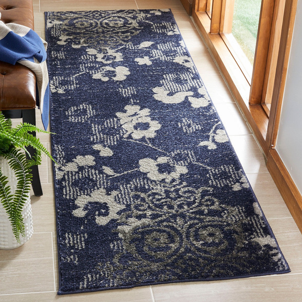 Safavieh Adirondack Adr114N Moroccan Rug, Navy/Silver, 3'0"x5'0"