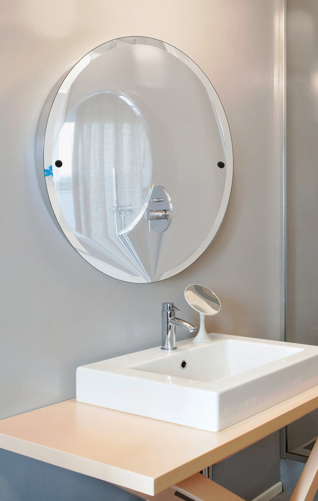 Sag Harbor Frameless Oval Beveled Edge Tilt Mirror, Antique Pewter