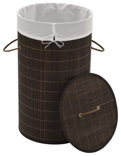 vidaXL Laundry Basket Laundry Hamper Dirty Clothes Basket Round Dark Brown