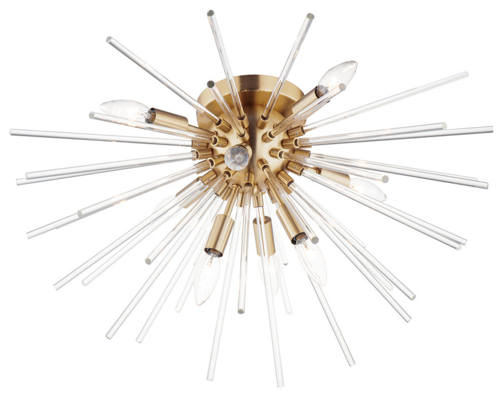 Maxim 28660CL Polaris 8 Light 25"W Semi-Flush Ceiling Fixture - Satin Brass