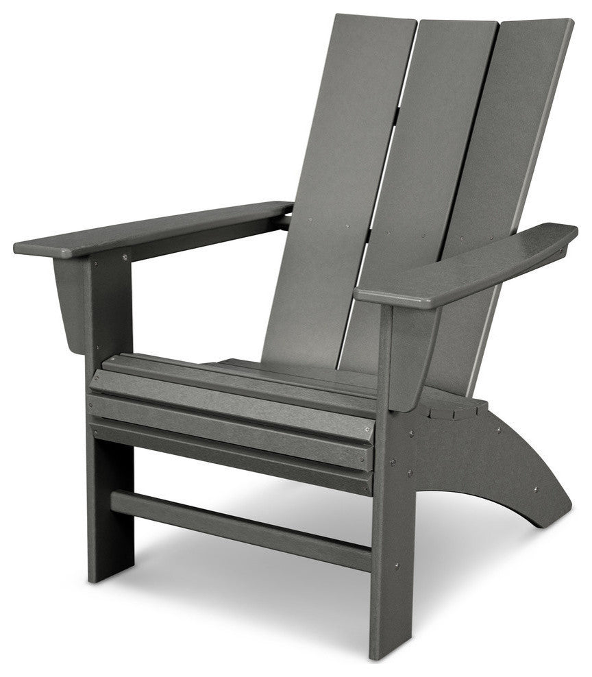 Polywood Modern Curveback Adirondack Chair, Slate Gray