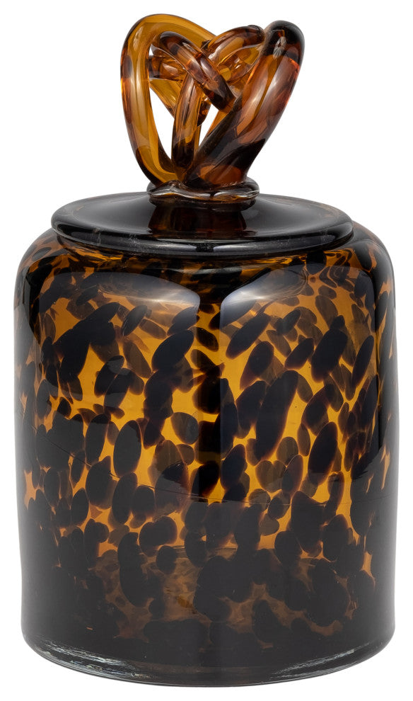 Glass, 8" Jar, Knot Lid Tortoise